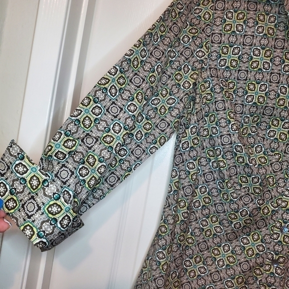 Lafayette 148 Geometric Print Button Down Blouse Sz 4 - Picture 4 of 11